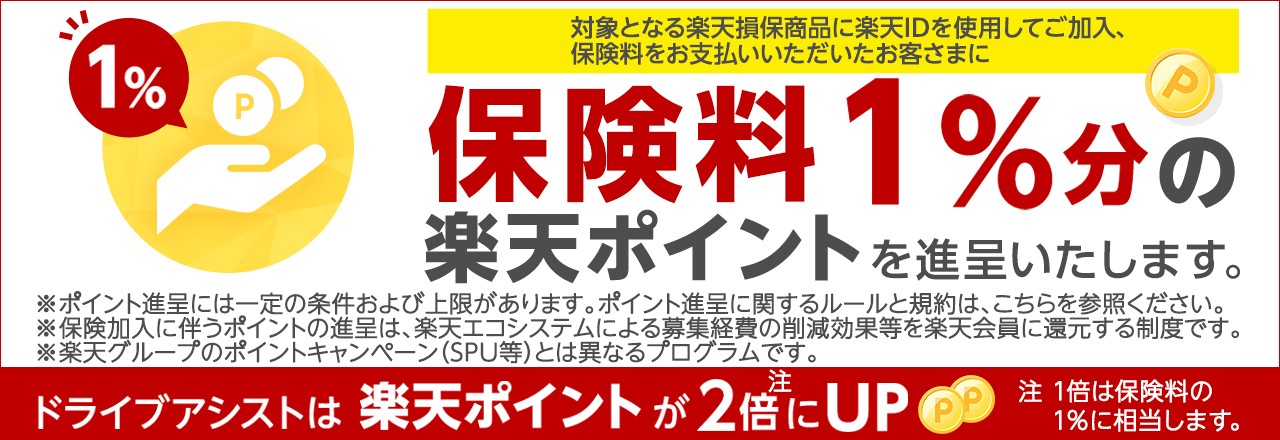 保険料1%分の楽天ポイントを進呈いたします。